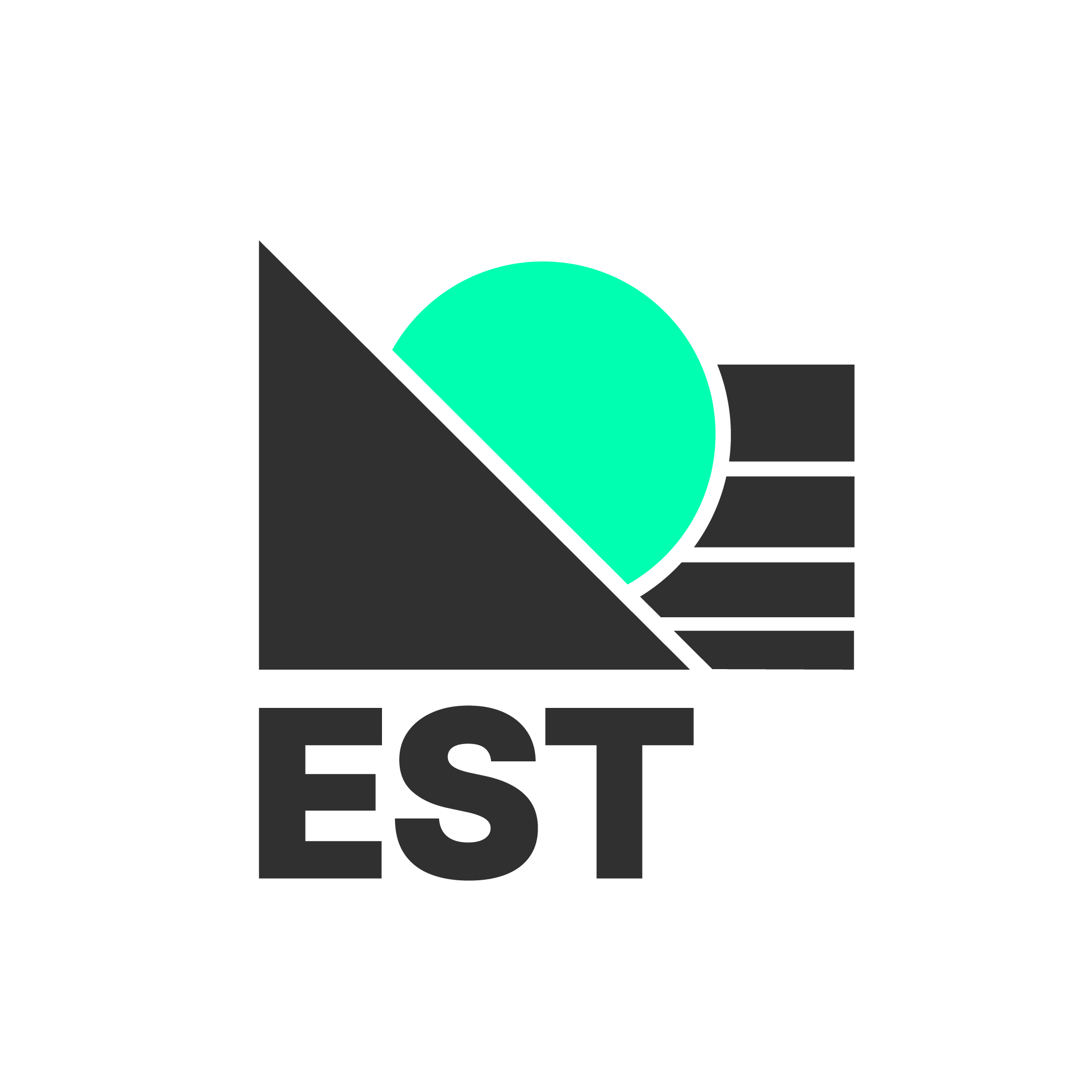 Das Logo von EST-Solar ist minimalistisch und zeigt sowohl ein Dach, die Sonne und Energie.